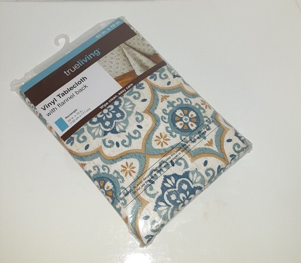 Vinyl/ Flannel Backed Tablecloth NWT Floral Medallion Easy Clean Indoor/Outdoor